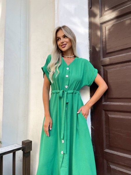 Легка сукня на гудзиках зеленого кольору 28332 АА