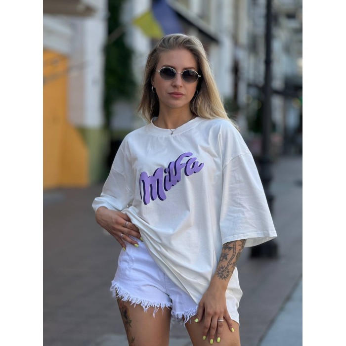 Жіноча базова футболка "MILFА" бiлого кольору 28341 Ordio