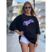 Женская базовая футболка "MILFА" черного цвета  28342