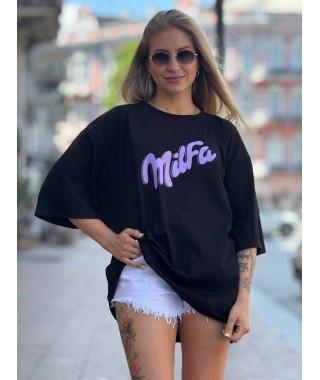 Жіноча базова футболка "MILFА" чорного кольору  28342