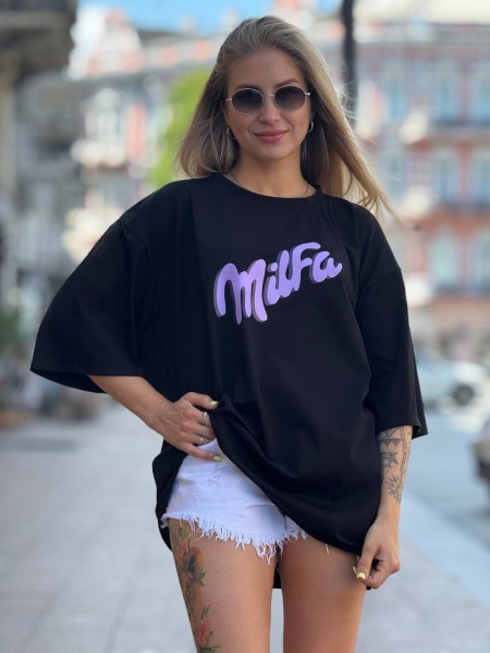 Жіноча базова футболка "MILFА" чорного кольору  28342