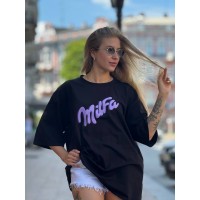 Женская базовая футболка "MILFА" черного цвета  28342