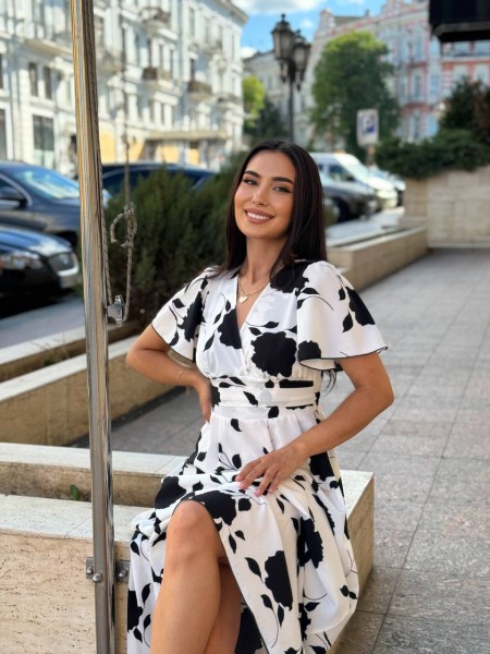 Прогулянкова жіноча сукня молочного кольору 28366 N