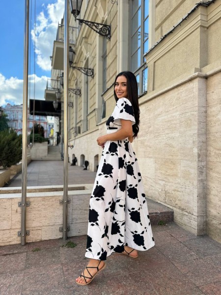 Прогулянкова жіноча сукня молочного кольору 28366 N