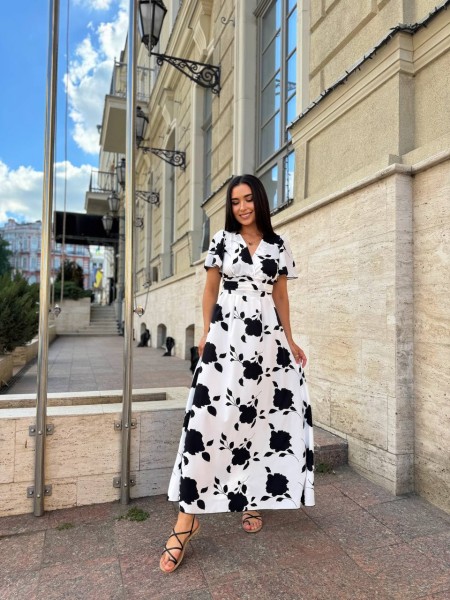 Прогулянкова жіноча сукня молочного кольору 28366 N