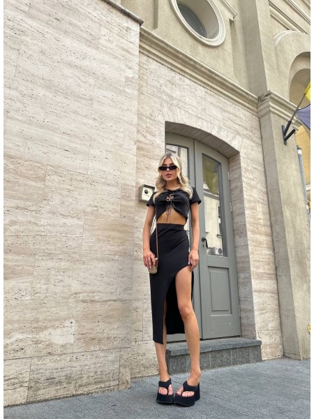 Стильный костюм (топ+юбка) черного цвета 28369