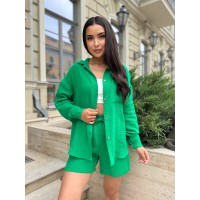 Муслиновый костюм с шортами светло-зеленого цвета 28392