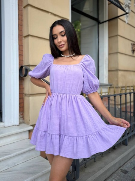 Ніжна сукня з мусліну бузкового кольору 28404 LAM