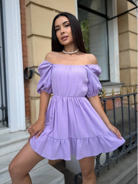 Ніжна сукня з мусліну бузкового кольору 28404 LAM