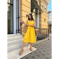 Ніжна жіноча сукня жовтого кольору 28411 МН