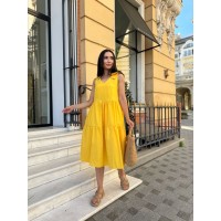 Ніжна жіноча сукня жовтого кольору 28411 МН