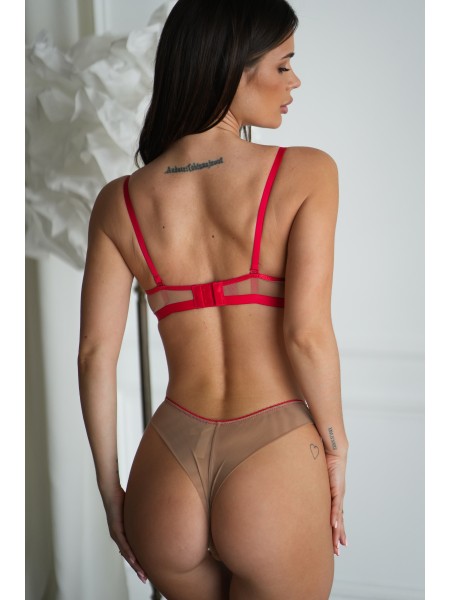 Чарівний комплект з ланцюжком бежево-червоного кольору 28433 VL