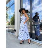 Нежный сарафан из муслина белого цвета в черное сердце 28446