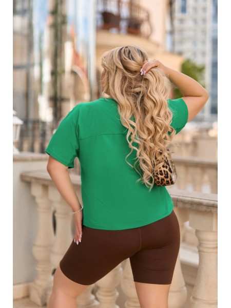 Базова жіноча футболка з написом зеленого кольору 28457 N