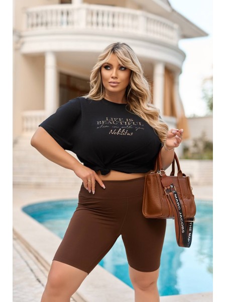 Базова жіноча футболка з написом чорного кольору 28458 N