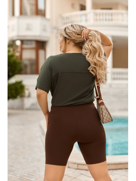 Базова жіноча футболка з написом кольору хакi 28460 N