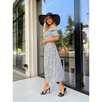 Романтична сукня білого кольору в чорну квітку 28485 LAM