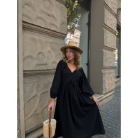 Трендовое, льняное платье черного цвета 28511