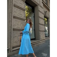 Трендовое, льняное платье голубого цвета 28512