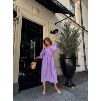 Трендовое, льняное платье фиолетового цвета 28513