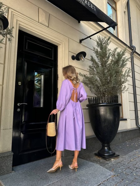 Трендова, лляна сукня фiолетового кольору 28513 Ordio