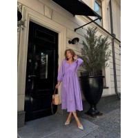 Трендовое, льняное платье фиолетового цвета 28513