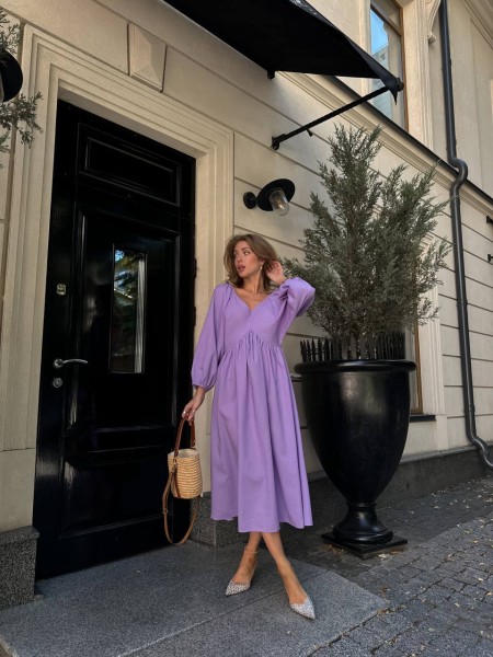 Трендова, лляна сукня фiолетового кольору 28513 Ordio