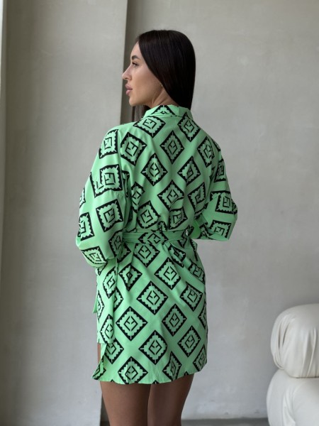 Женский костюм 2-ка (шорты+кимоно) светло-зеленого цвета 28531