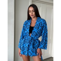 Жіночий костюм 2-ка (шорти+кімоно) синього кольору 28532 Ordio