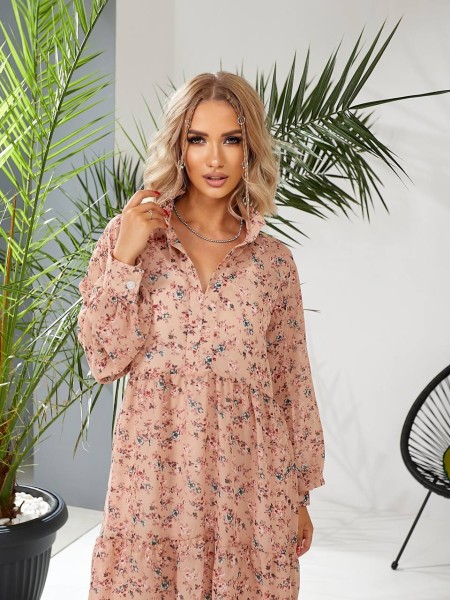 Легка шифонова сукня бежевого кольору 28545 N