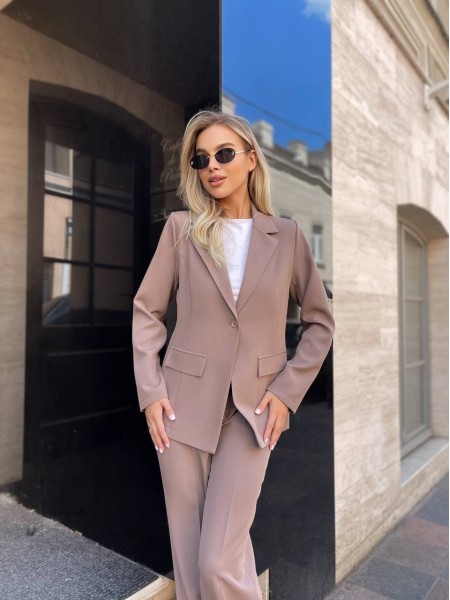 Стильний костюм двійка, кавового кольору 28627 АА