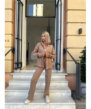 Прогулочный, муслиновый костюм двойка, бежевого цвета 28669