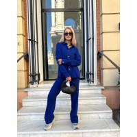 Прогулочный, муслиновый костюм двойка, синего цвета 28670