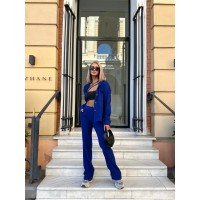 Прогулочный, муслиновый костюм двойка, синего цвета 28670