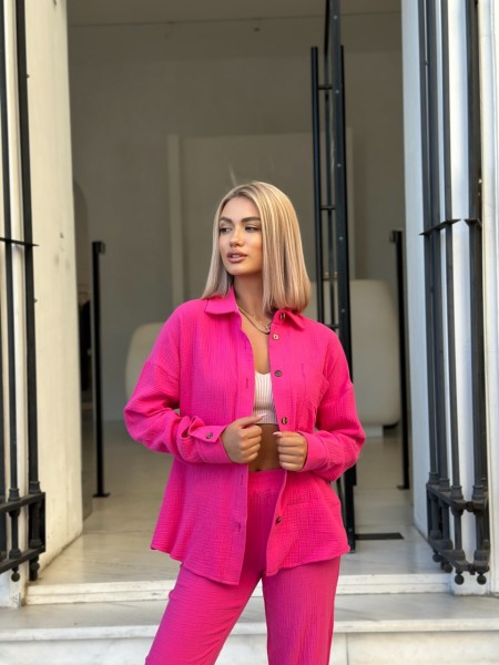 Прогулочный, муслиновый костюм двойка, малинового цвета 28671