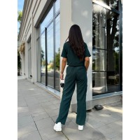 Нежный прогулочный костюм из микро-вельвета изумрудного цвета 28721