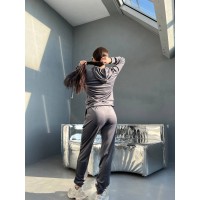 Спортивний велюровий костюм графітового кольору 28726