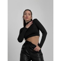 Запальний топ із шнурівкою чорного кольору 28820