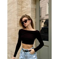 Стильный топ с рукавом черного цвета 28834