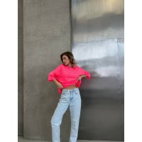 Базова, яскрава футболка малинового кольору 28835