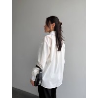 Базова, котонова сорочка оверсайз білого кольору 28842