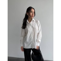 Базова, котонова сорочка оверсайз білого кольору 28842