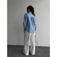 Базова, котонова сорочка оверсайз блакитного кольору 28843