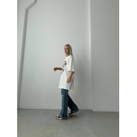 Бавовняна футболка з принтом білого кольору 28845