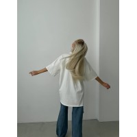 Бавовняна футболка з принтом білого кольору 28845