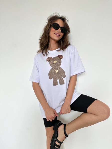 Жіноча футболка з принтом білого кольору 28852