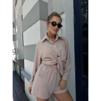 Легкий костюм 2-ка із шортами бежевого кольору 28904