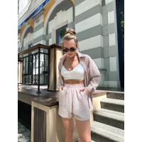 Легкий костюм 2-ка із шортами бежевого кольору 28904