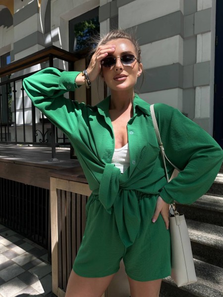 Легкий костюм 2-ка із шортами зеленого кольору 28905
