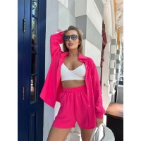 Легкий костюм 2-ка із шортами малинового кольору 28906